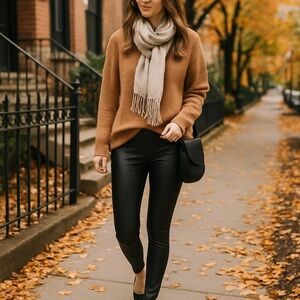 C-Mode Faux Leather Leggings Women’s Small Black Stretch Skinny Pants